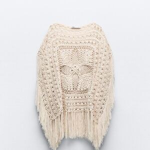 NWT Zara fringed knit kaftan size M